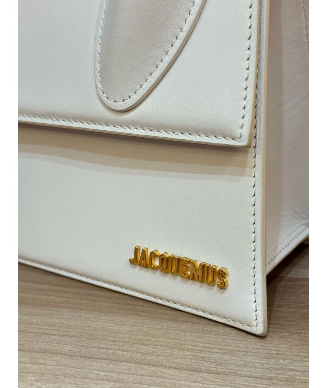 JACQUEMUS Белая кожаная сумка через плечо, фото 5