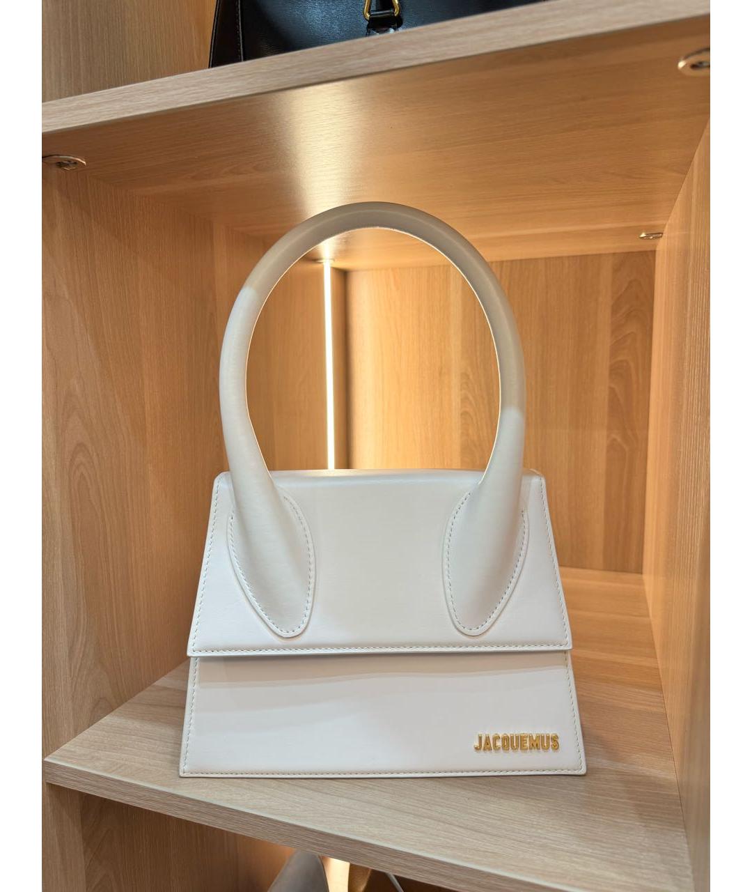 JACQUEMUS Белая кожаная сумка через плечо, фото 2