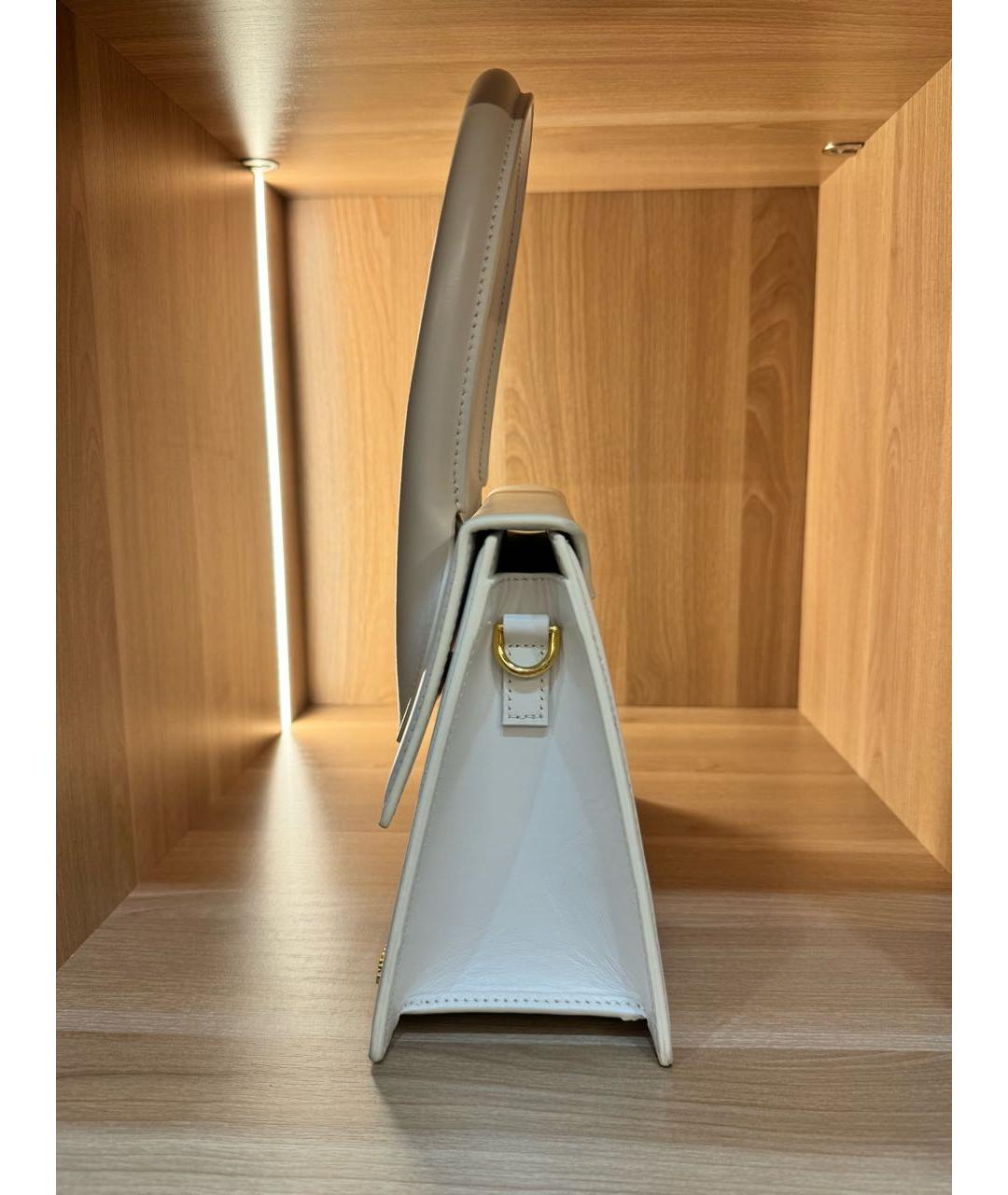 JACQUEMUS Белая кожаная сумка через плечо, фото 3