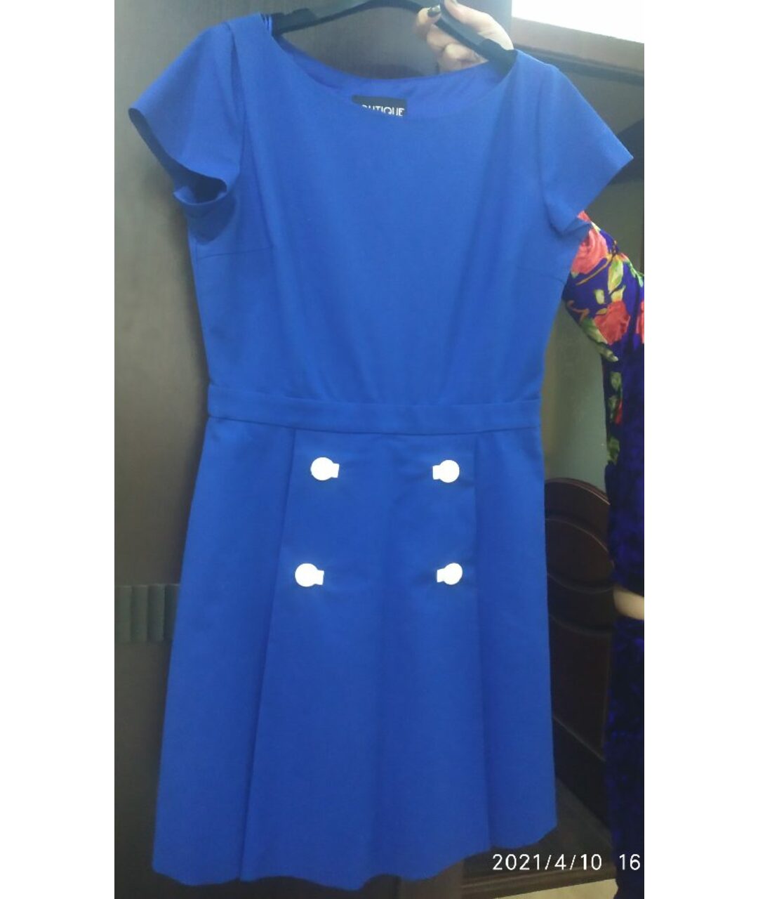 BOUTIQUE MOSCHINO Синее хлопковое повседневное платье, фото 9