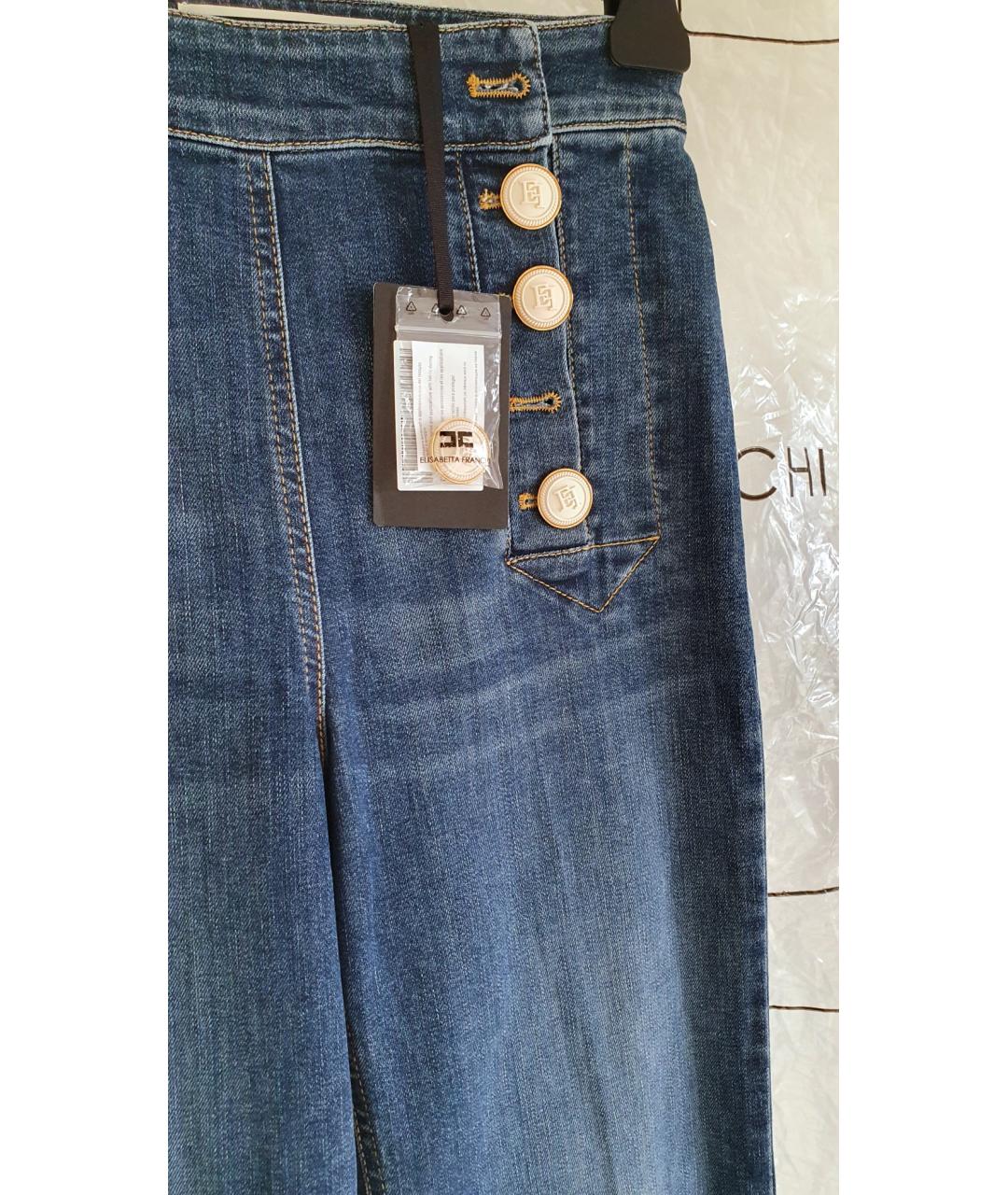 ELISABETTA FRANCHI Синие хлопко-лиоцелловые джинсы клеш, фото 8