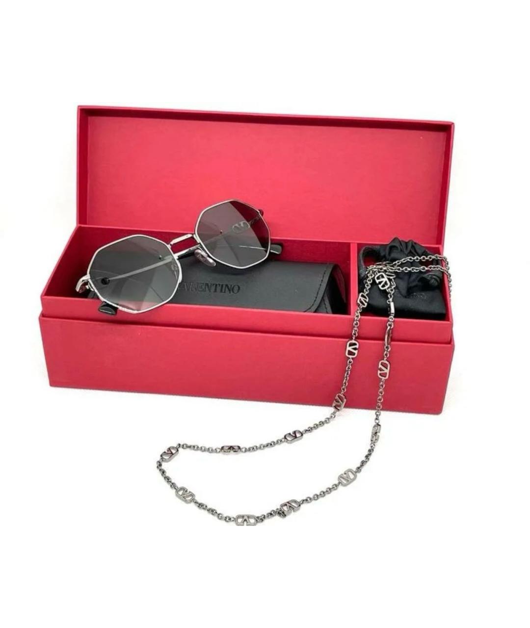VALENTINO Антрацитовые металлические солнцезащитные очки, фото 3