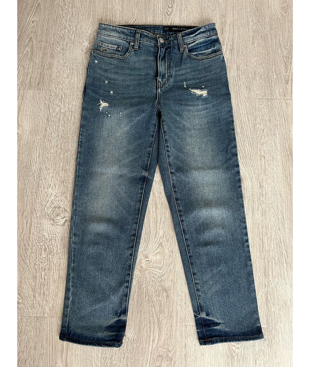 ARMANI EXCHANGE Синие хлопко-эластановые прямые джинсы, фото 6