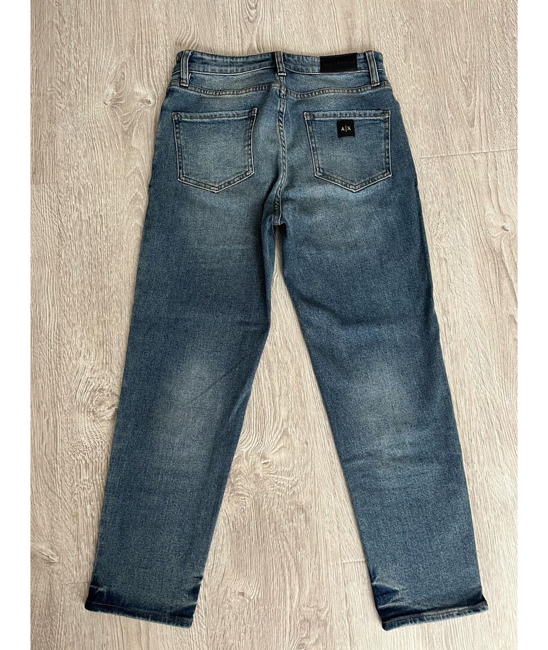 ARMANI EXCHANGE Синие хлопко-эластановые прямые джинсы, фото 2