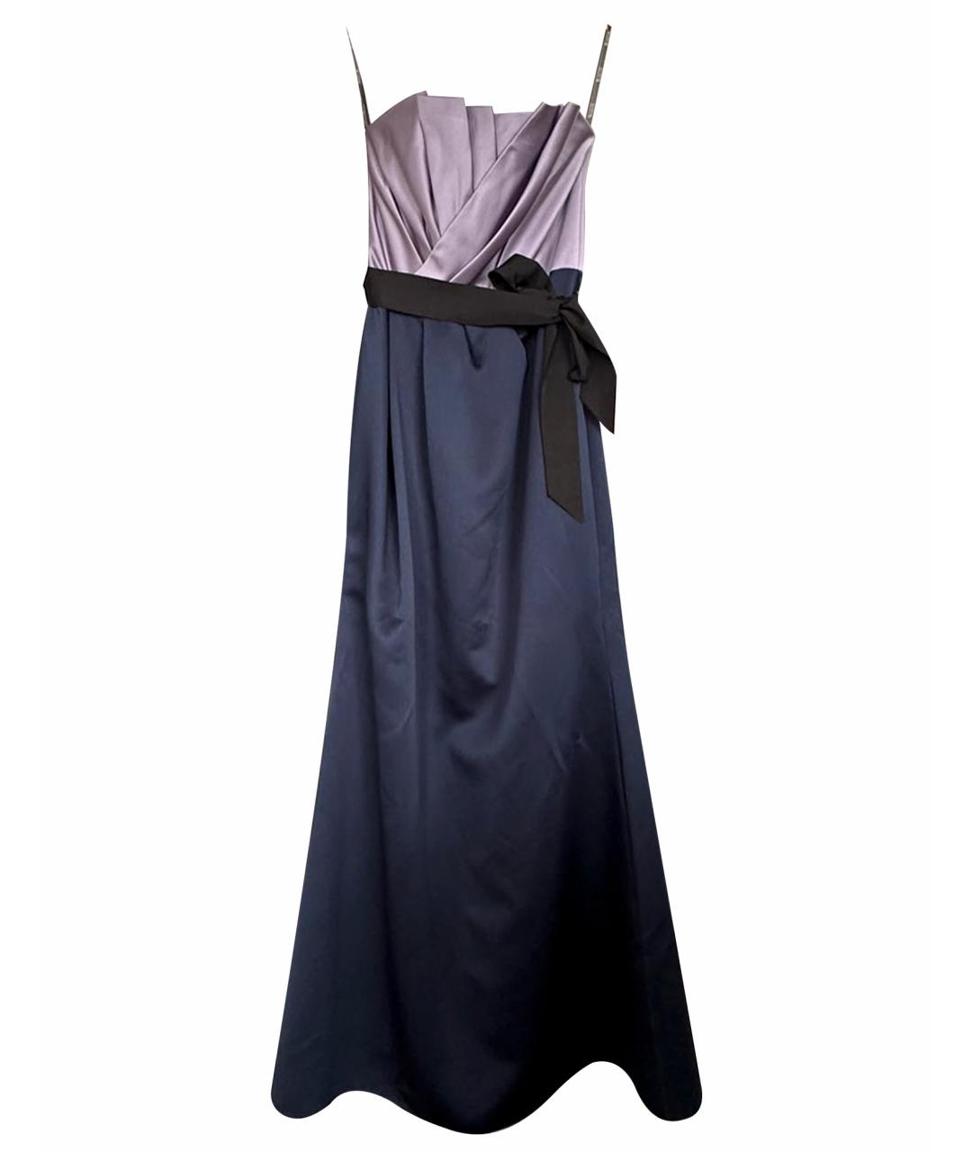 VERA WANG Темно-синее атласное коктейльное платье, фото 1