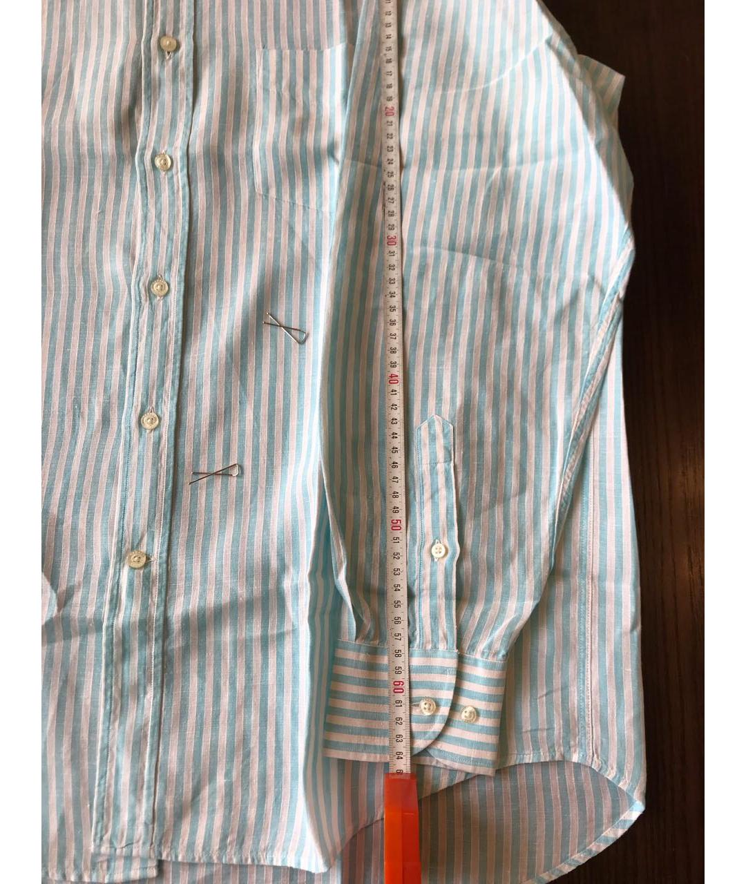 CANALI Бирюзовая льняная кэжуал рубашка, фото 8
