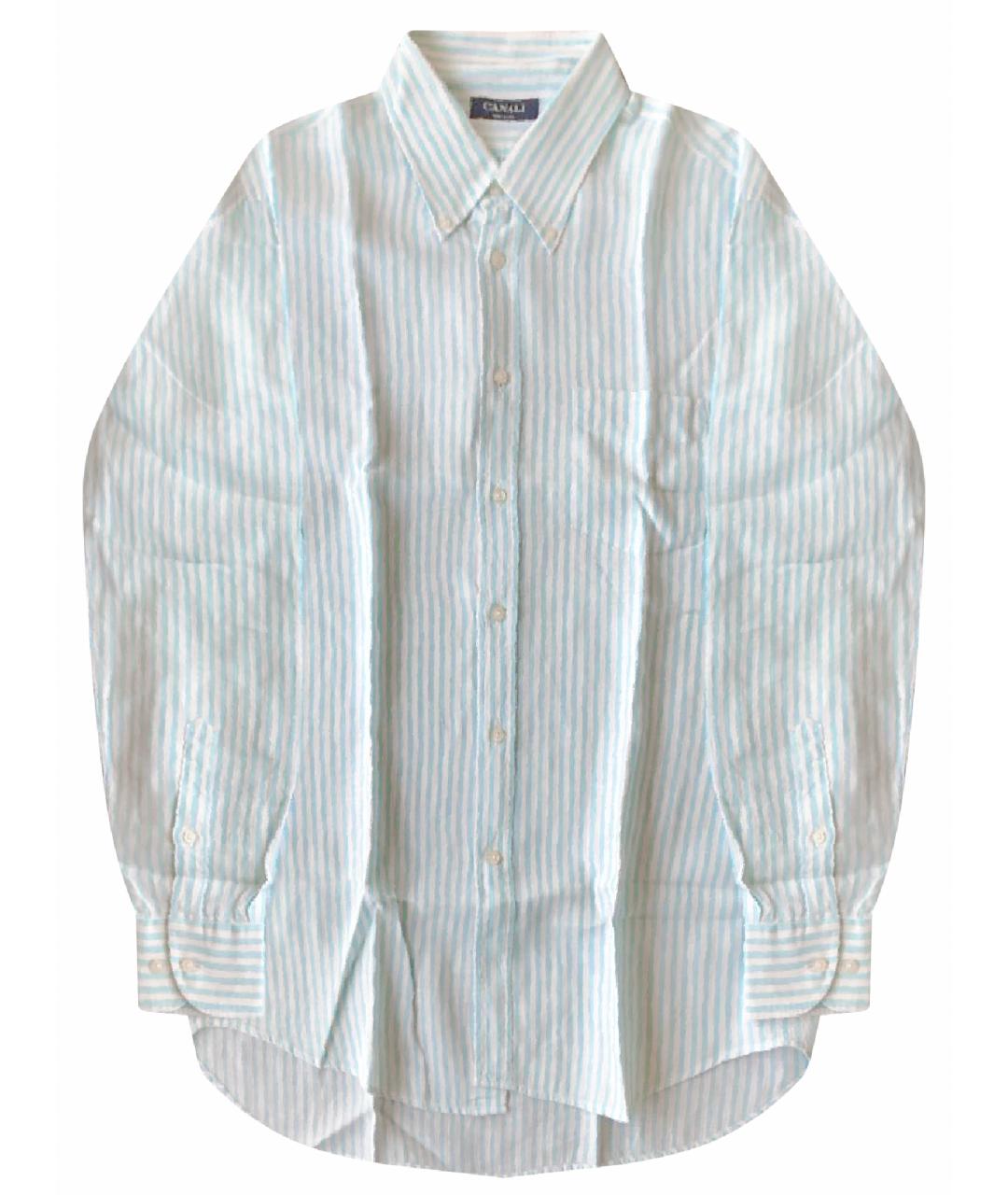 CANALI Бирюзовая льняная кэжуал рубашка, фото 1