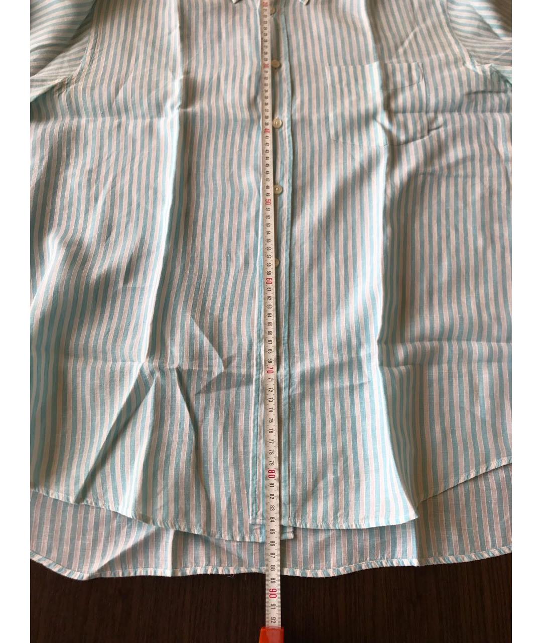 CANALI Бирюзовая льняная кэжуал рубашка, фото 7