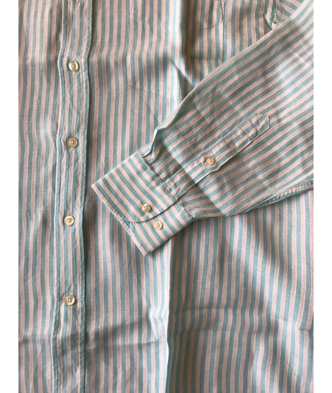 CANALI Бирюзовая льняная кэжуал рубашка, фото 4