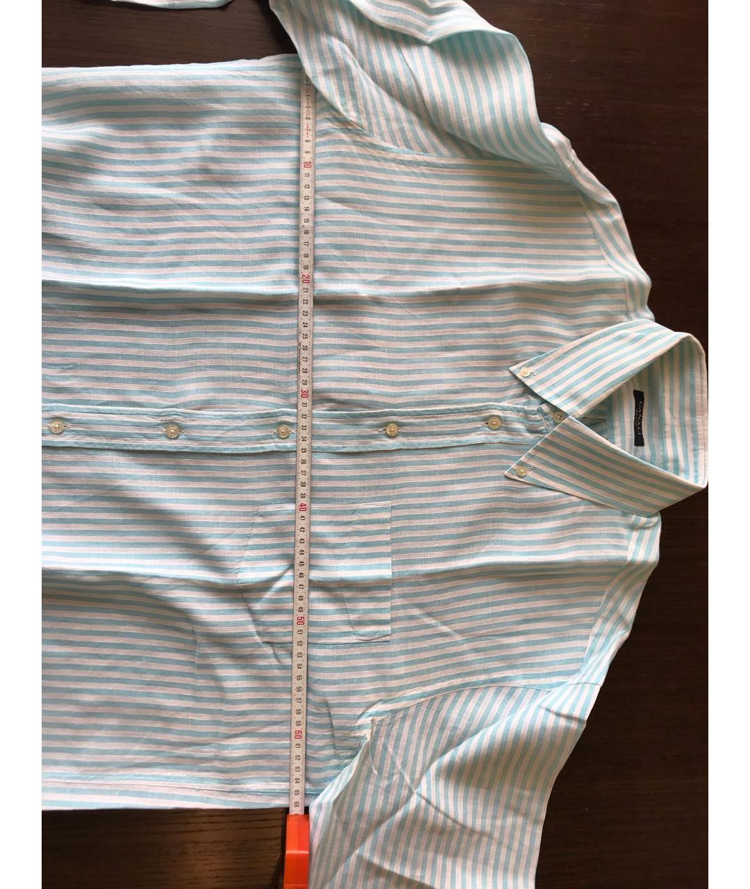 CANALI Бирюзовая льняная кэжуал рубашка, фото 6
