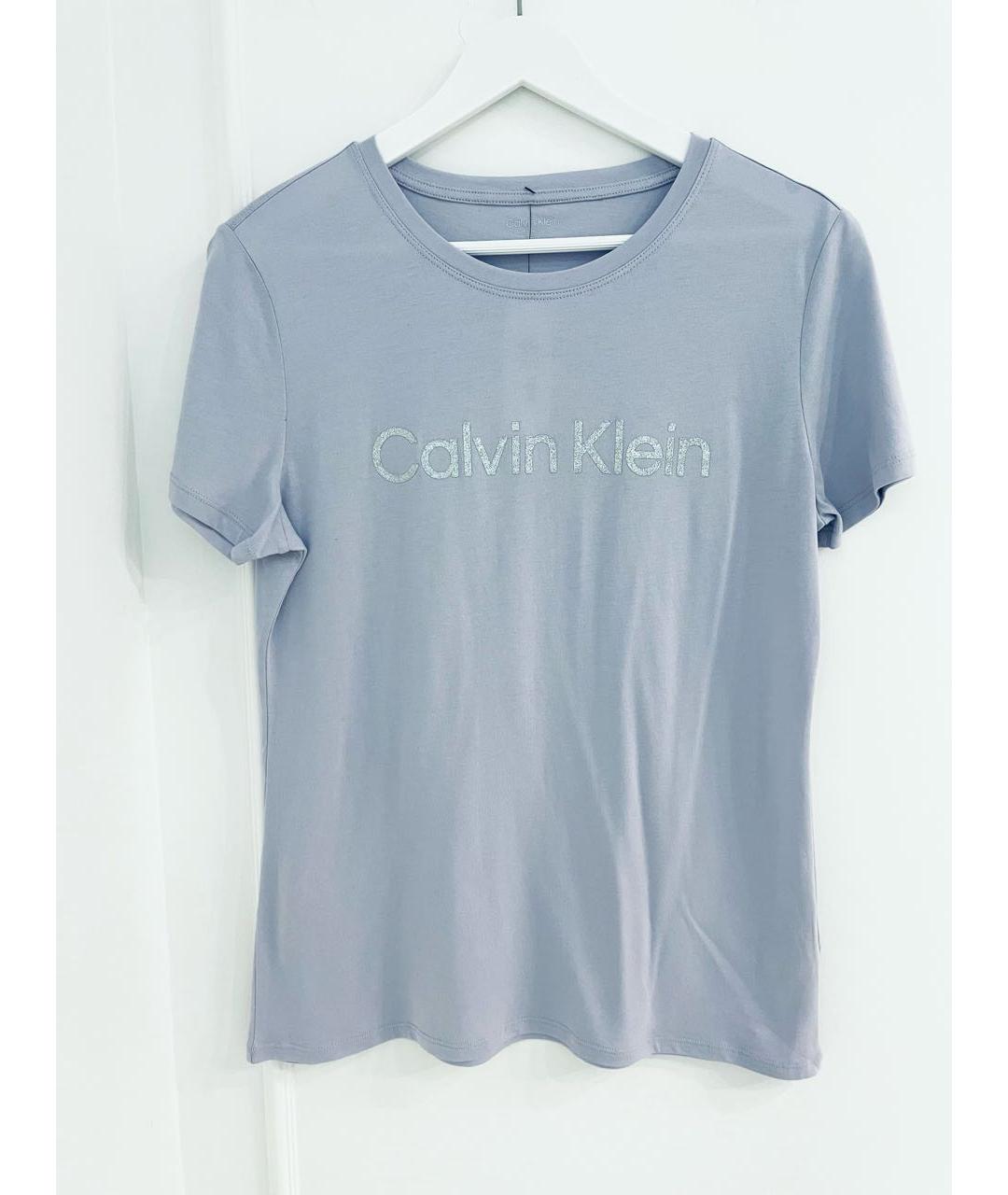 CALVIN KLEIN Фиолетовая хлопко-эластановая футболка, фото 6