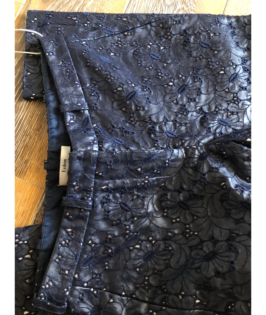 ERDEM Синие кожаные брюки узкие, фото 3