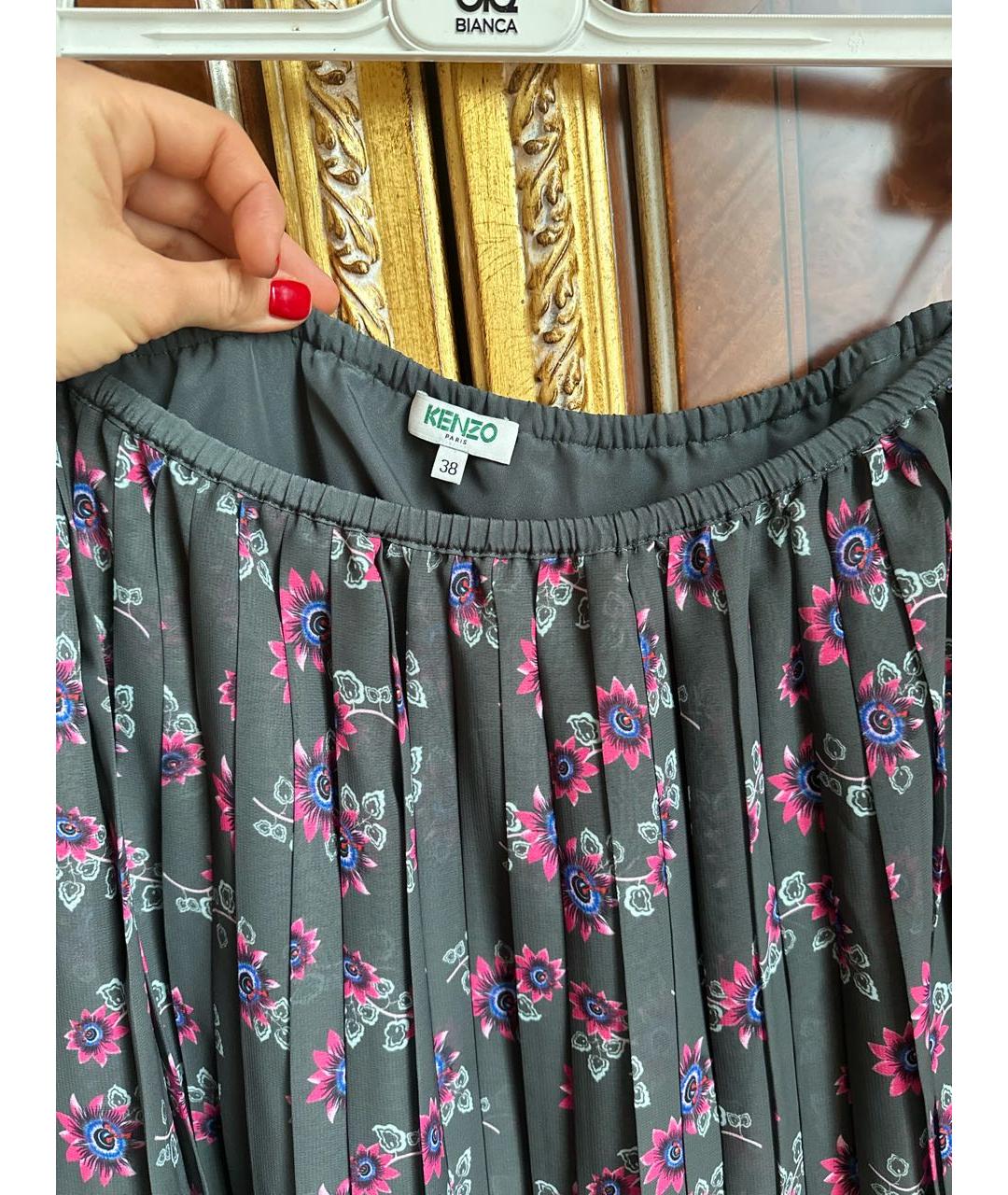 KENZO Хаки полиэстеровая юбка макси, фото 3