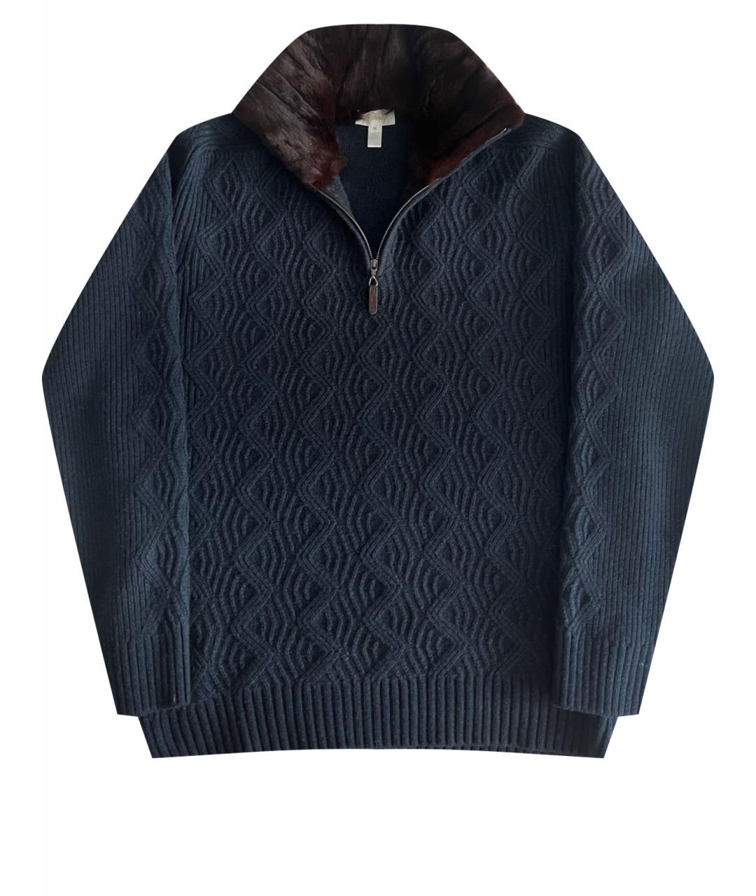 BRIONI Темно-синий кашемировый джемпер / свитер, фото 1
