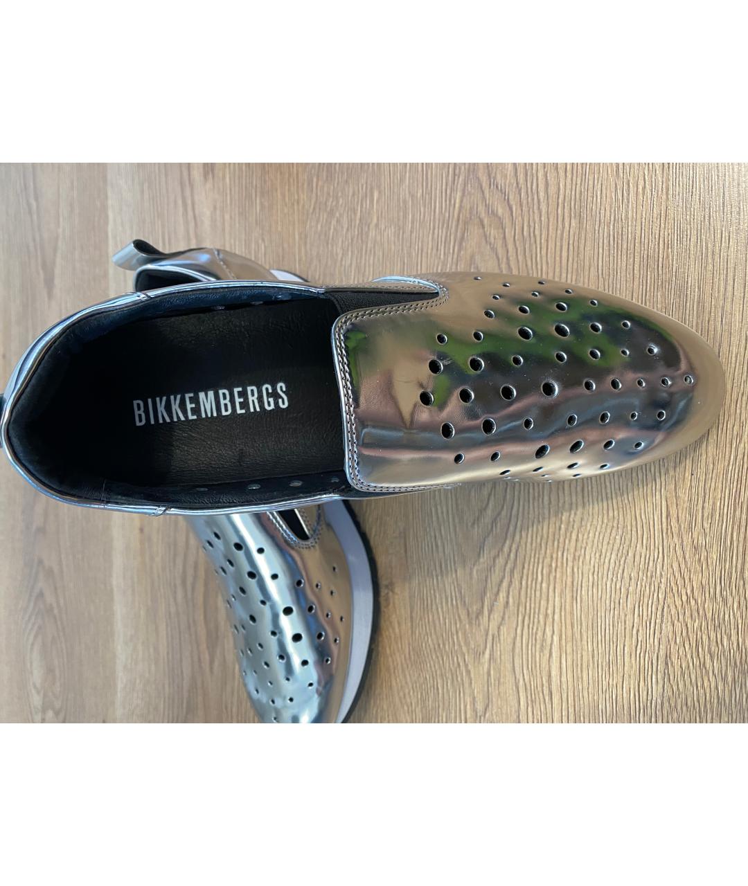 BIKKEMBERGS Серебряные кожаные кроссовки, фото 3
