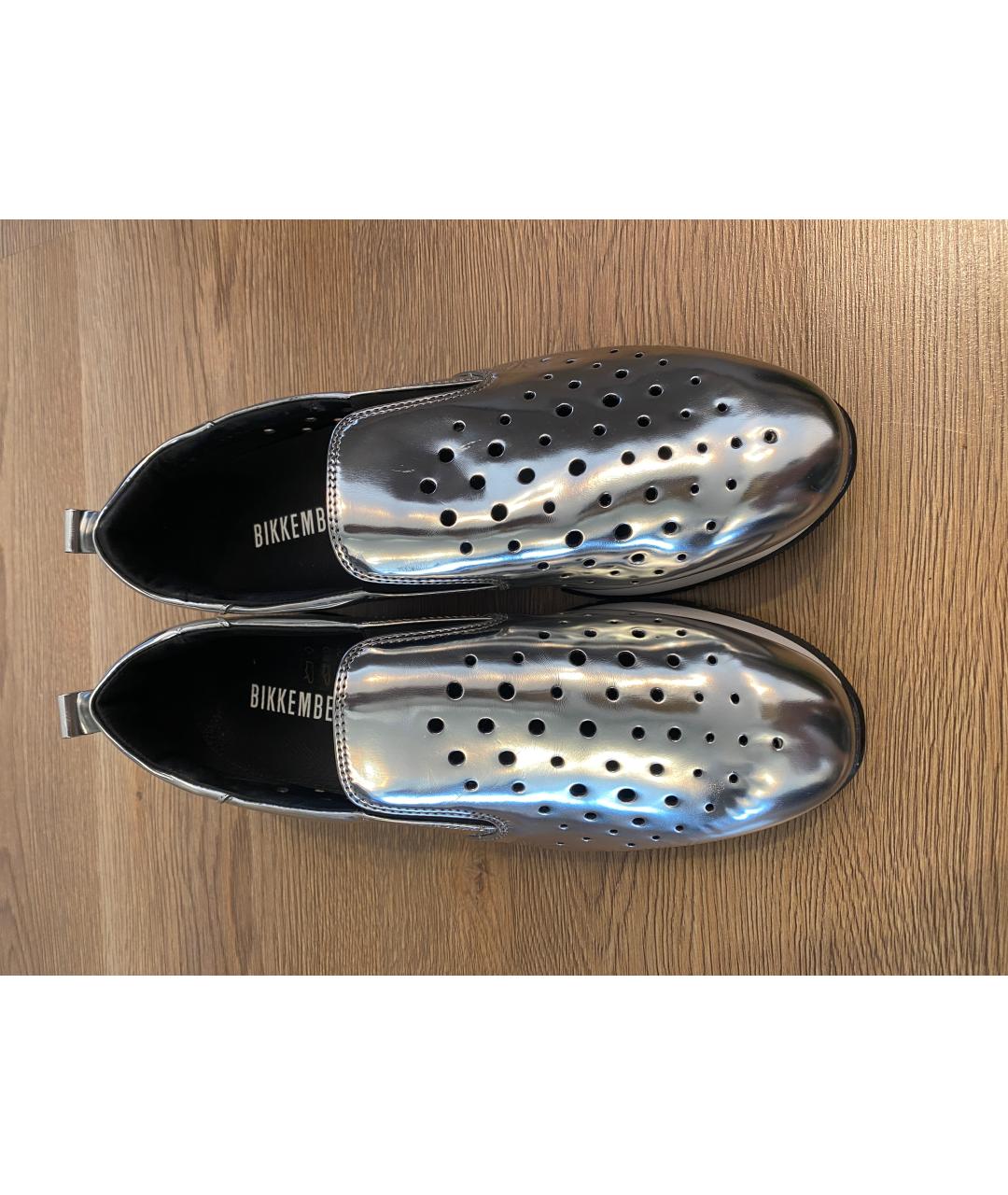 BIKKEMBERGS Серебряные кожаные кроссовки, фото 2