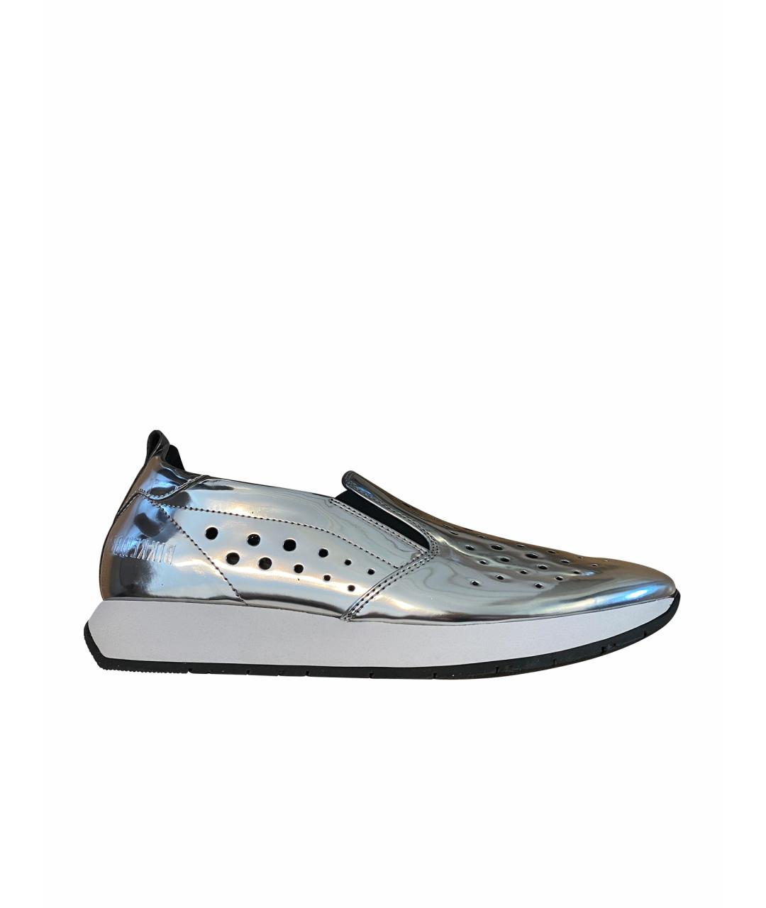 BIKKEMBERGS Серебряные кожаные кроссовки, фото 1