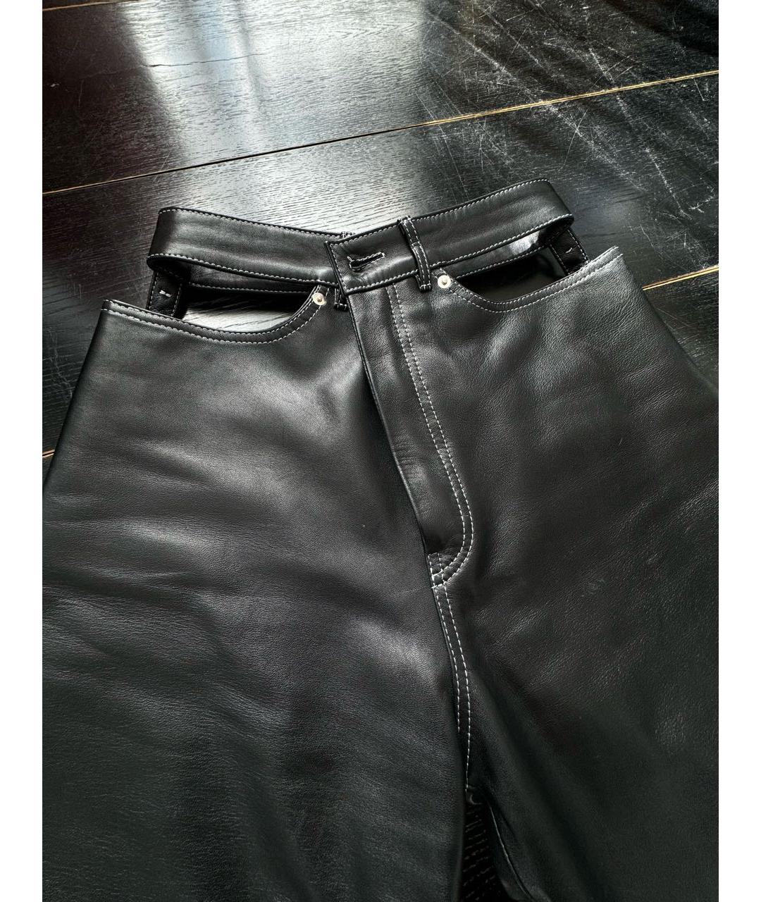 MANOKHI Черные кожаные брюки широкие, фото 2