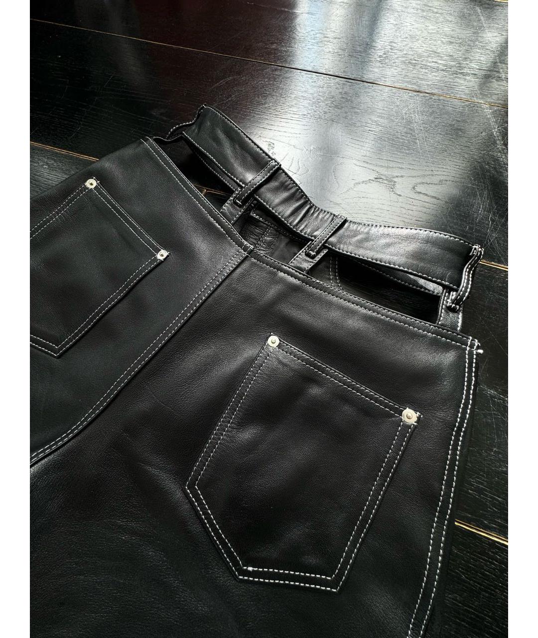 MANOKHI Черные кожаные брюки широкие, фото 5