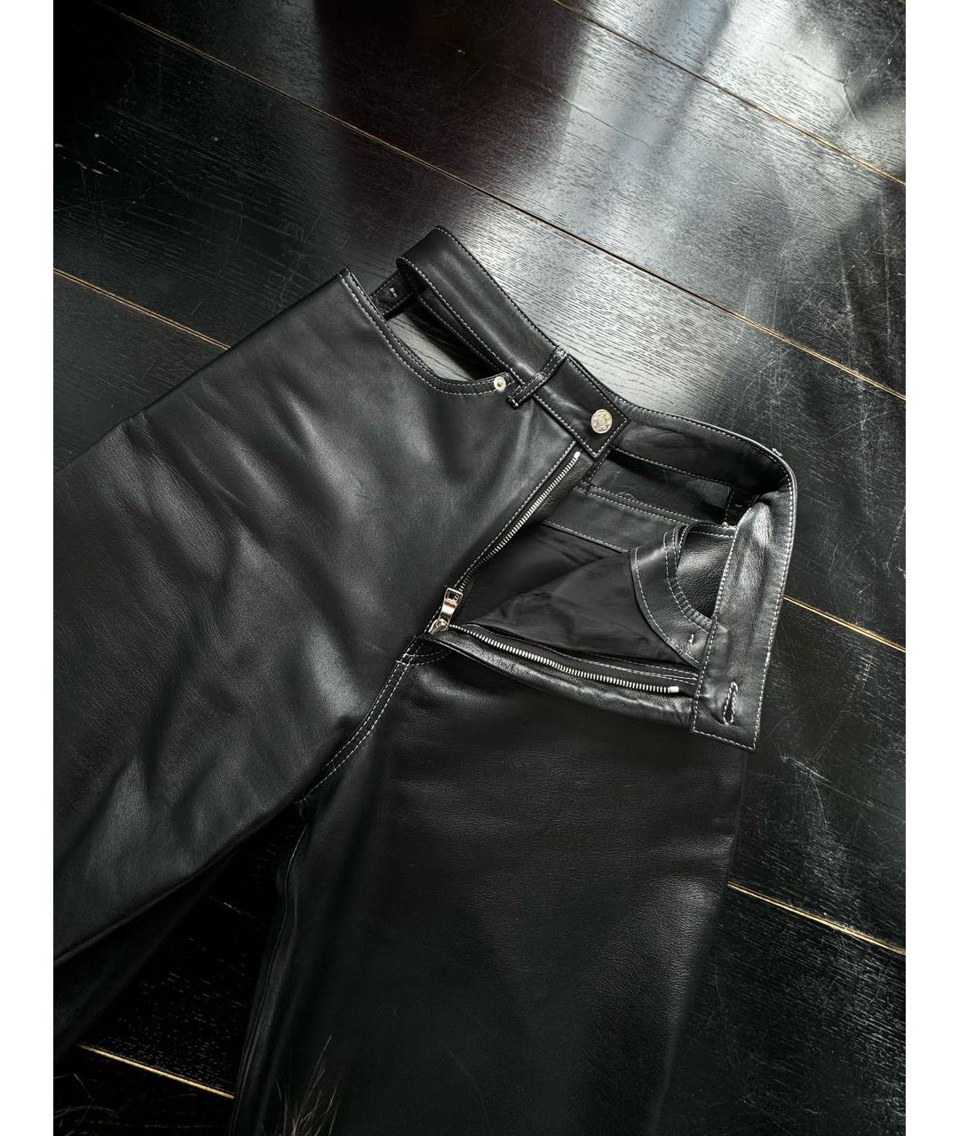 MANOKHI Черные кожаные брюки широкие, фото 3