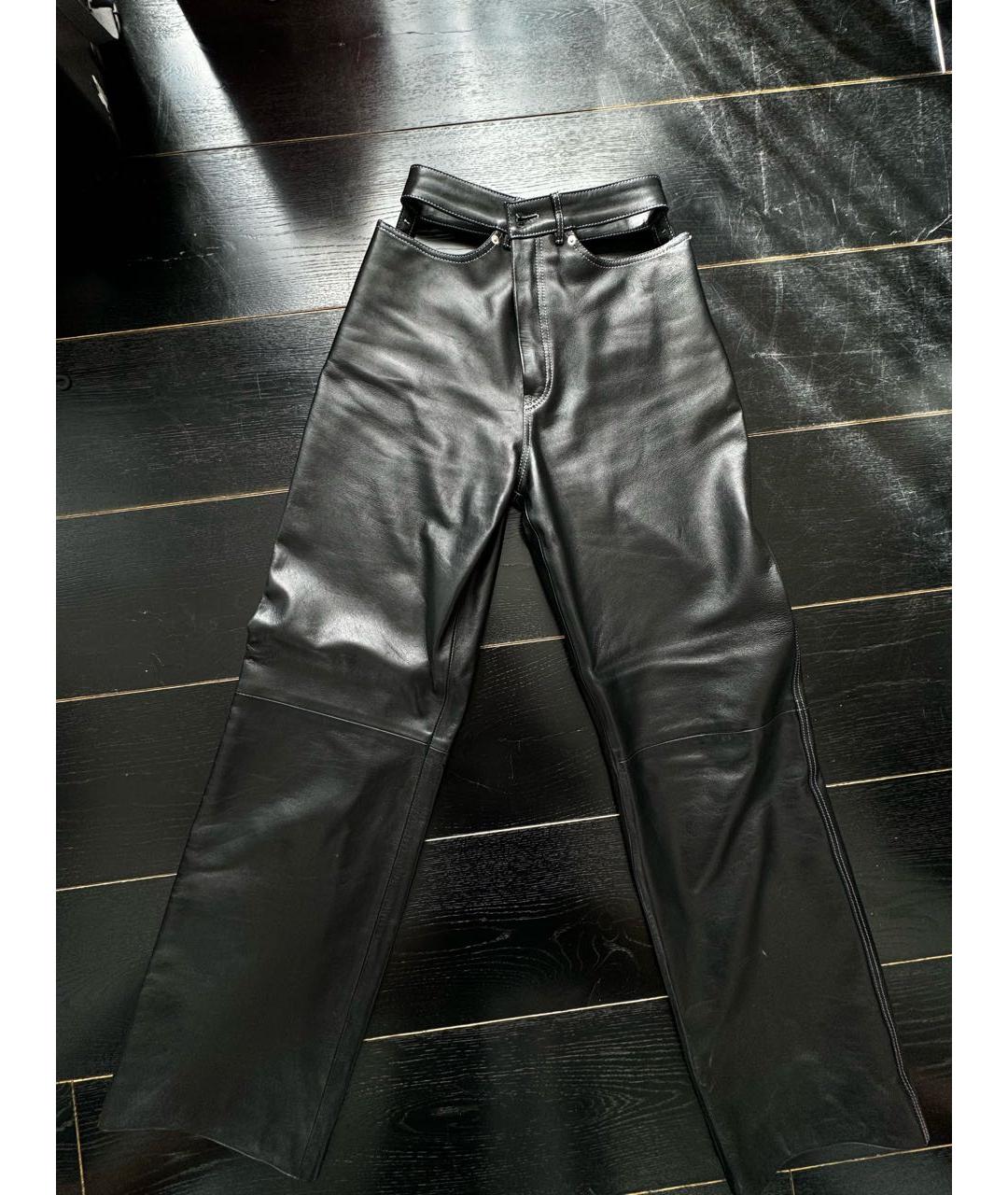 MANOKHI Черные кожаные брюки широкие, фото 7