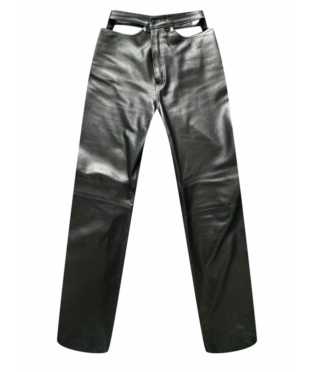 MANOKHI Черные кожаные брюки широкие, фото 1