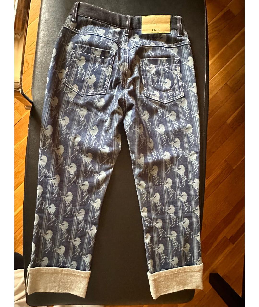 CHLOE Голубые хлопко-эластановые прямые джинсы, фото 2