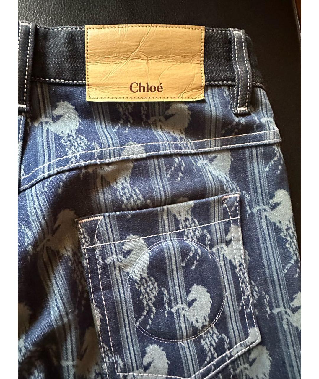 CHLOE Голубые хлопко-эластановые прямые джинсы, фото 3