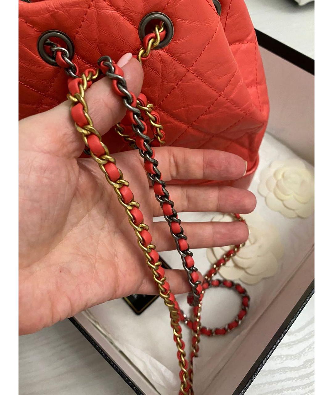 CHANEL PRE-OWNED Коралловый кожаный рюкзак, фото 6
