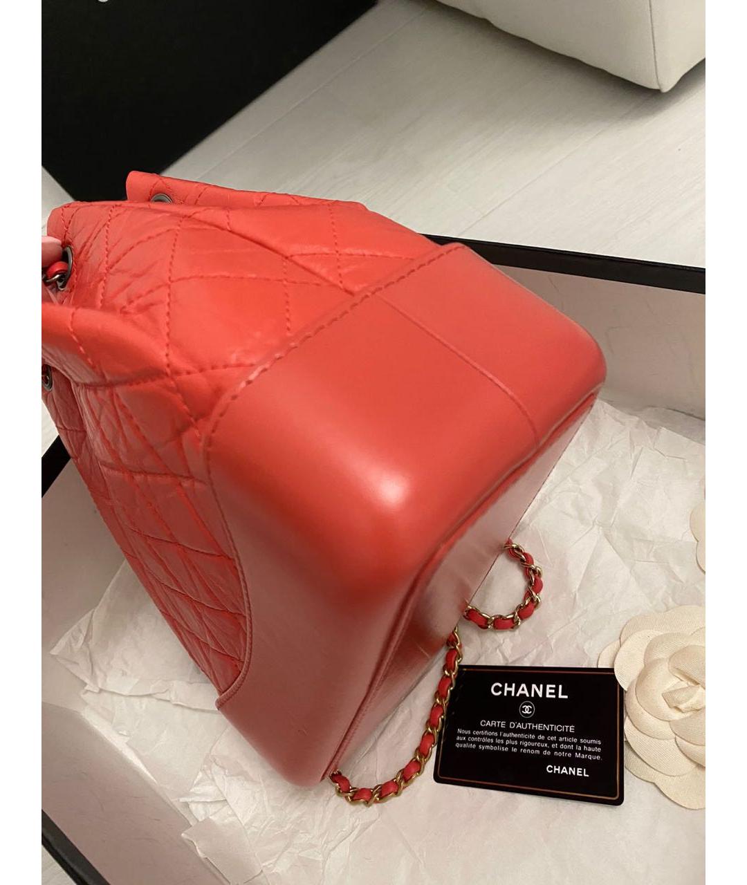 CHANEL PRE-OWNED Коралловый кожаный рюкзак, фото 2