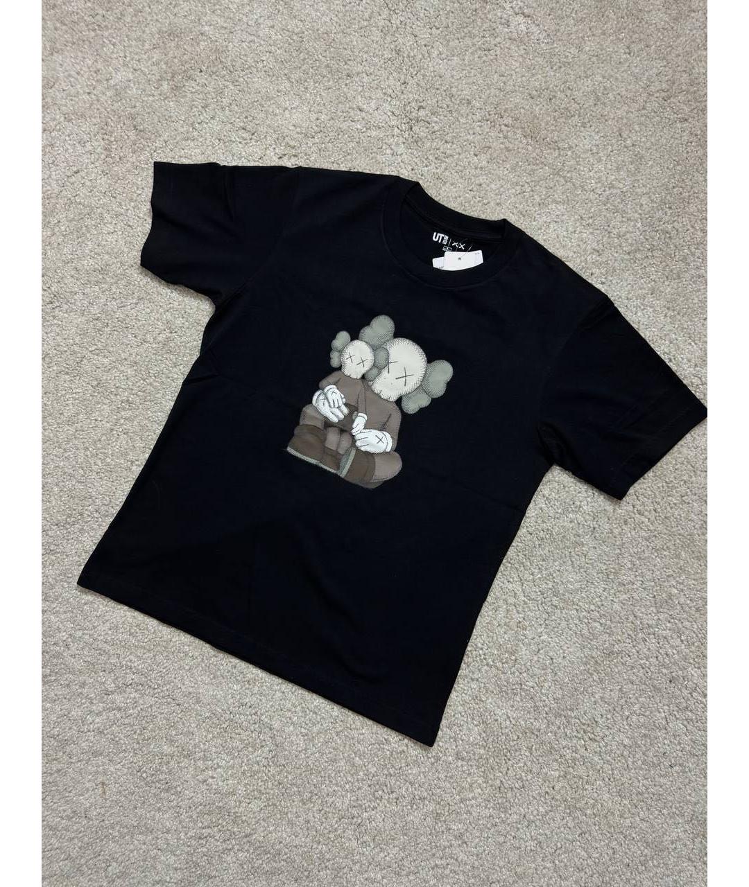 KAWS Черная хлопко-полиэстеровая футболка, фото 3