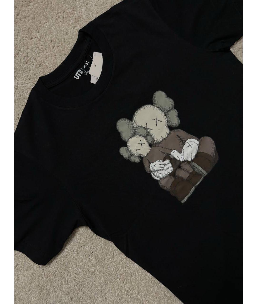 KAWS Черная хлопко-полиэстеровая футболка, фото 4