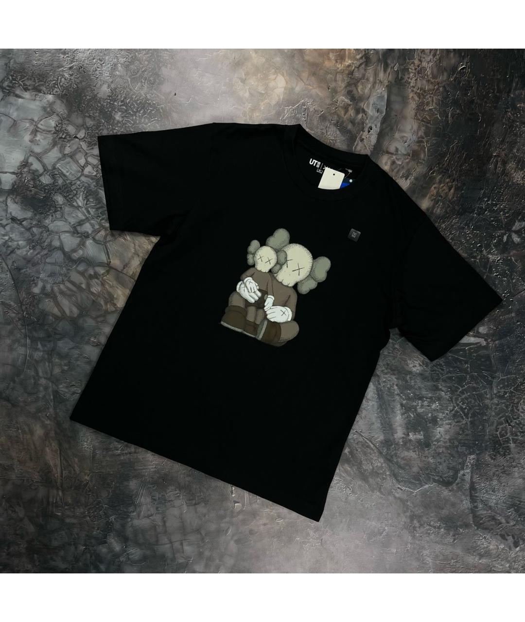 KAWS Черная хлопковая футболка, фото 9