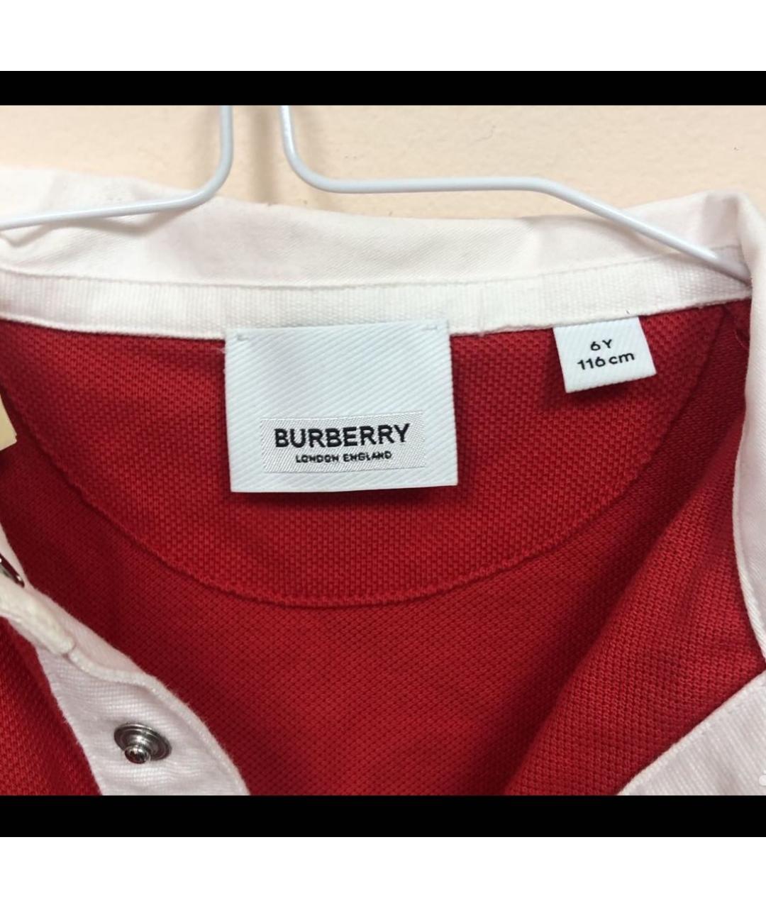 BURBERRY Красная детская футболка, фото 4