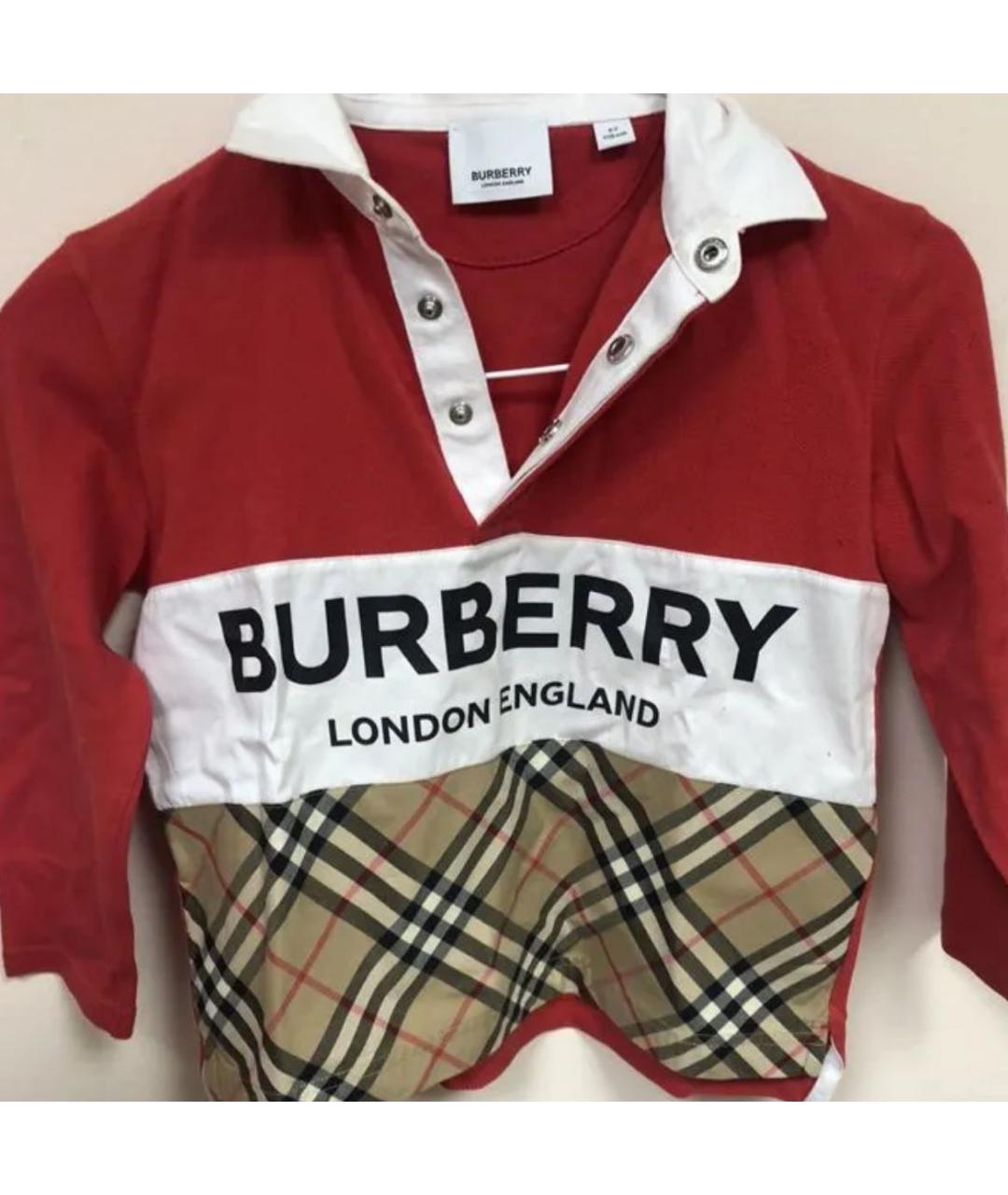 BURBERRY Красная детская футболка, фото 2