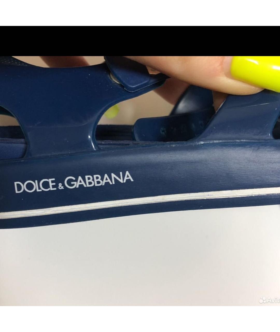 DOLCE & GABBANA KIDS Темно-синие резиновые сандалии и шлепанцы, фото 3