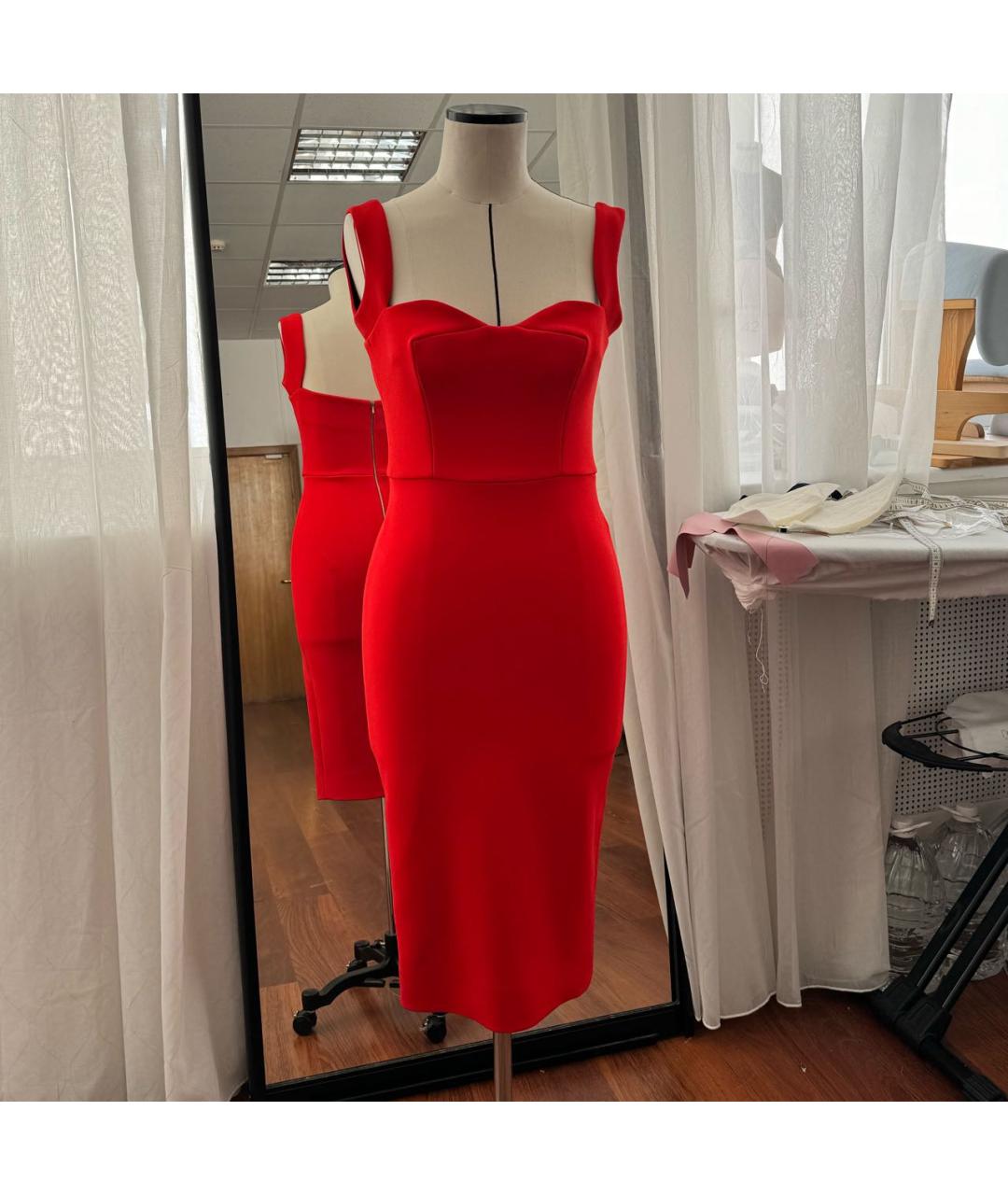 VICTORIA BECKHAM Красное полиэстеровое коктейльное платье, фото 5