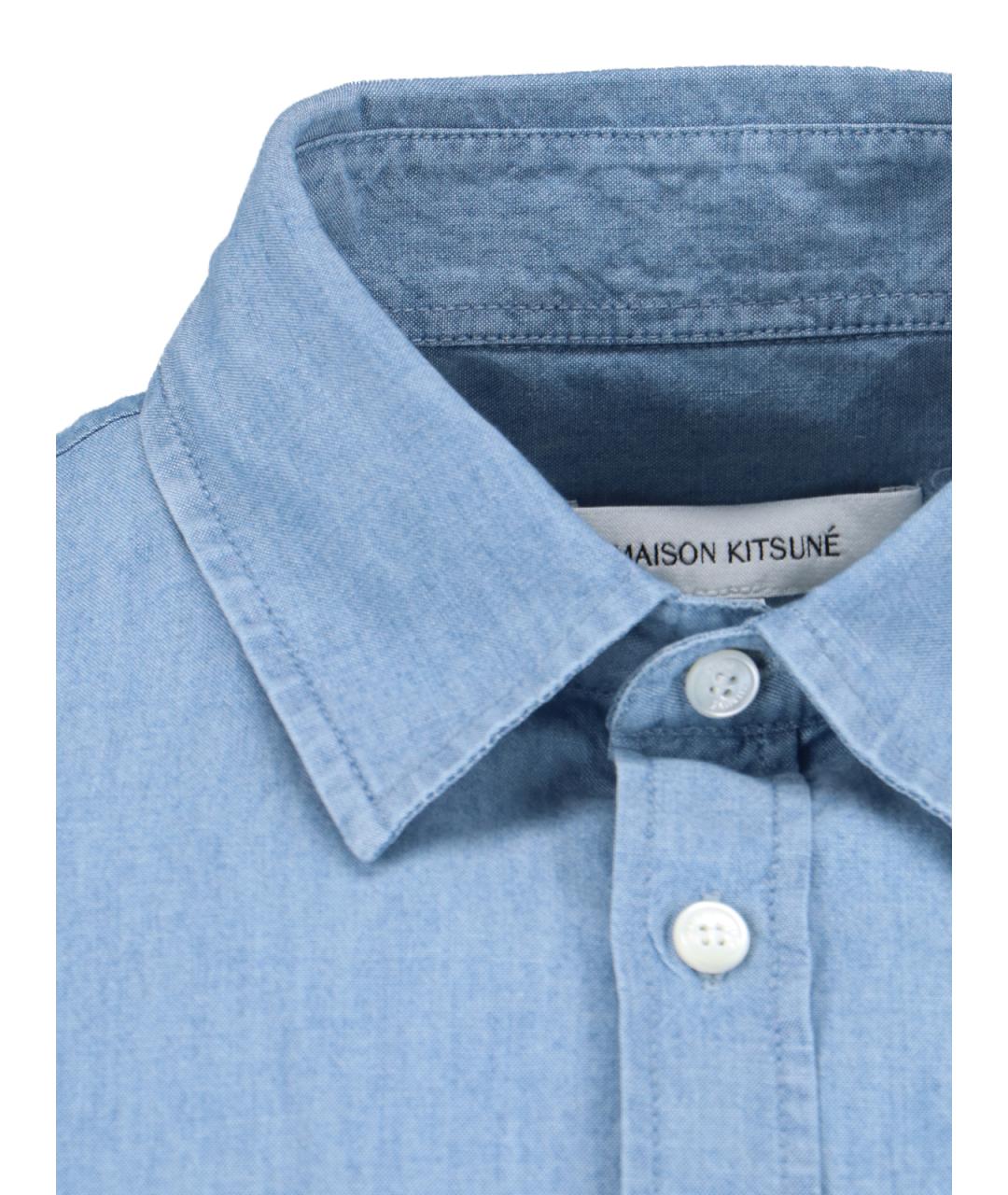 MAISON KITSUNE Голубая кэжуал рубашка, фото 4