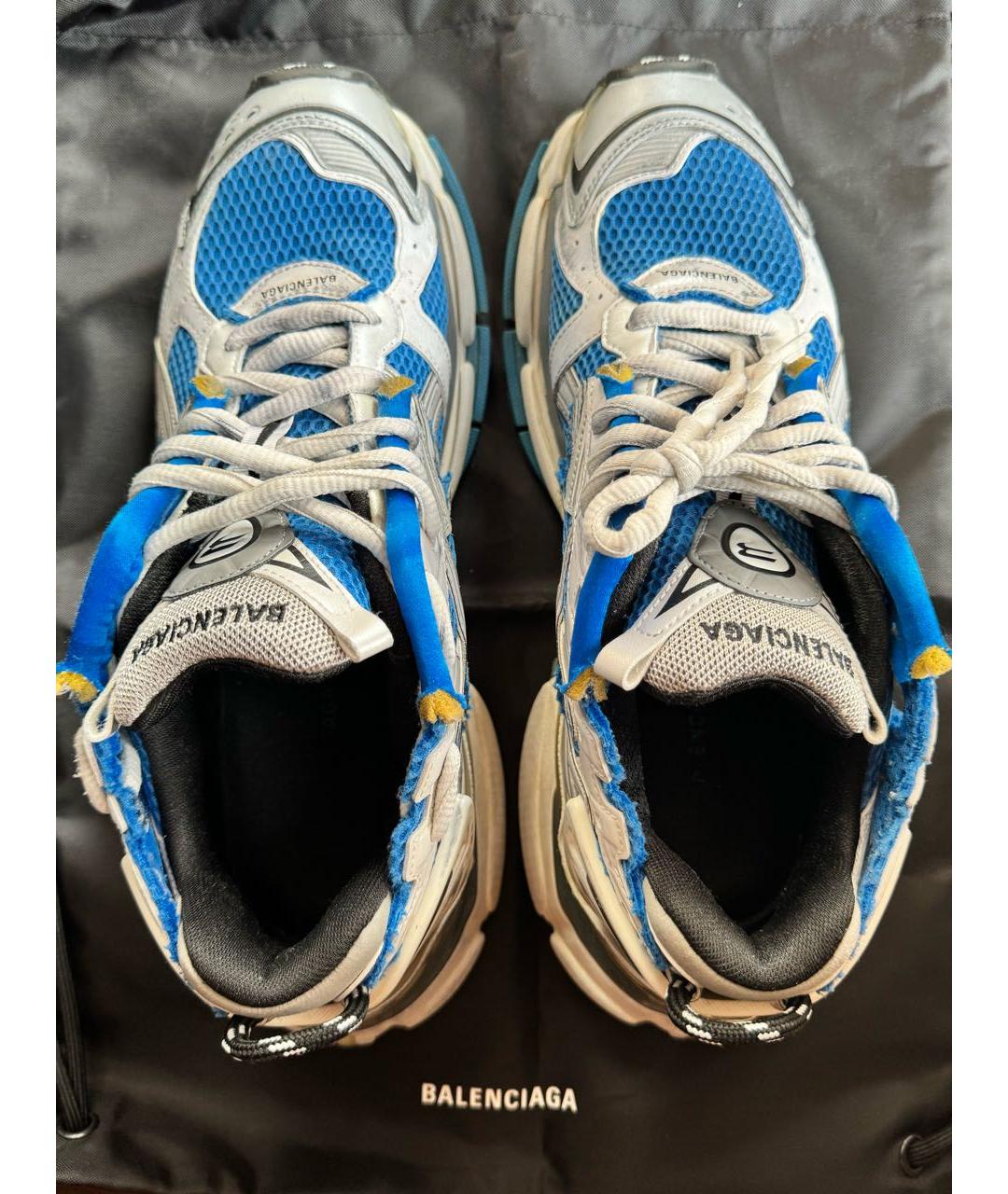 BALENCIAGA Синие кожаные низкие кроссовки / кеды, фото 4