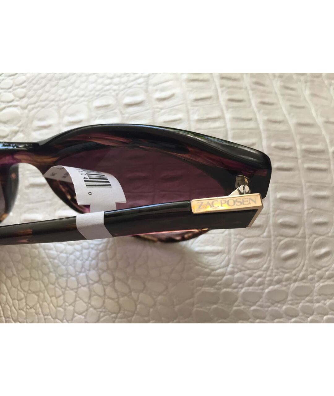 ZAC POSEN Коричневые пластиковые солнцезащитные очки, фото 3