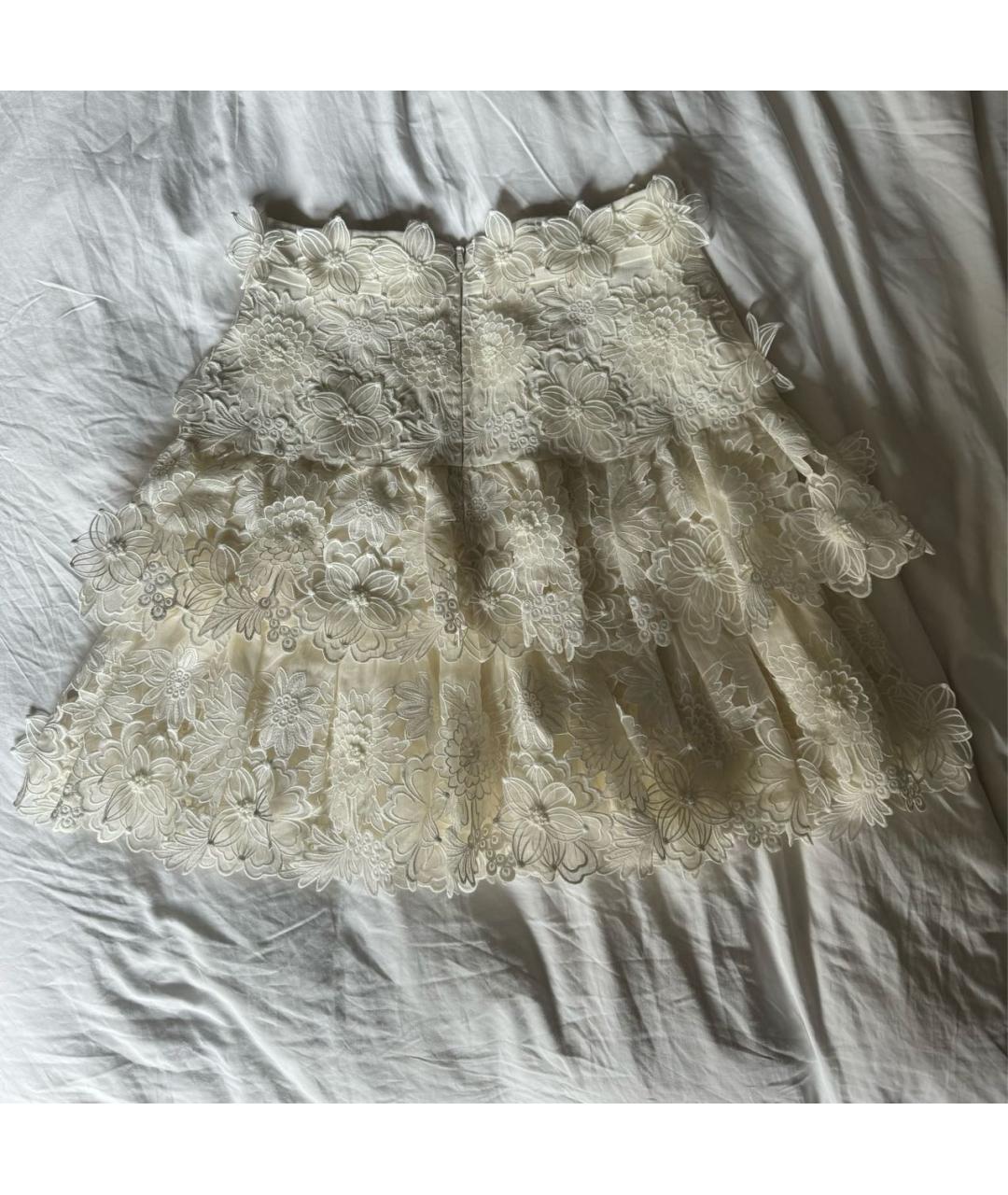 ZIMMERMANN Белая льняная юбка мини, фото 2