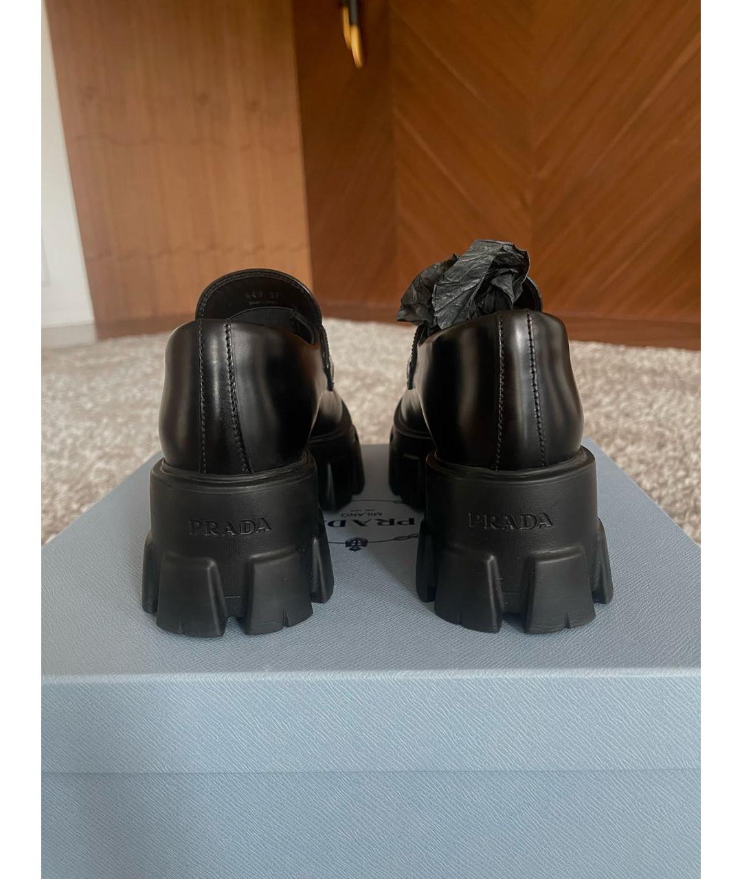 PRADA Черные кожаные лоферы, фото 4