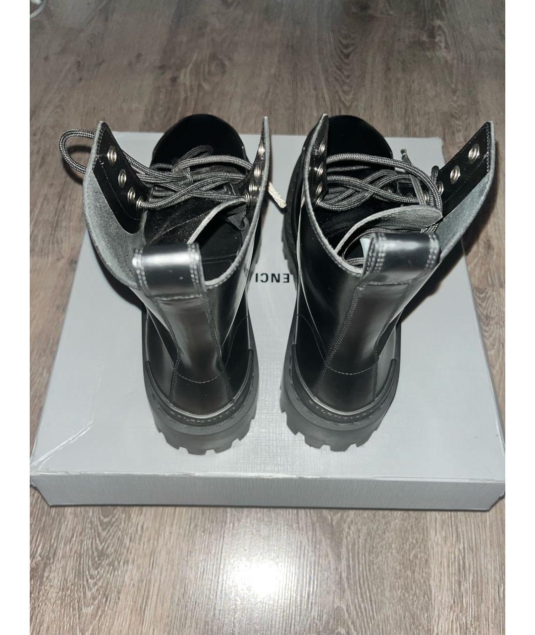 BALENCIAGA Черные кожаные высокие ботинки, фото 4