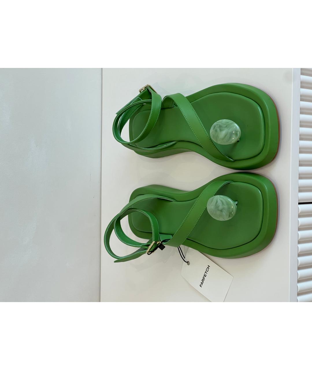 GIABORGHINI Зеленые кожаные босоножки, фото 2