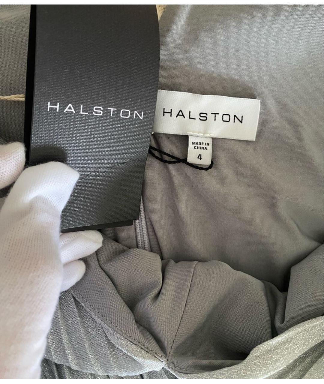 HALSTON HERITAGE Серебряное вечернее платье, фото 6