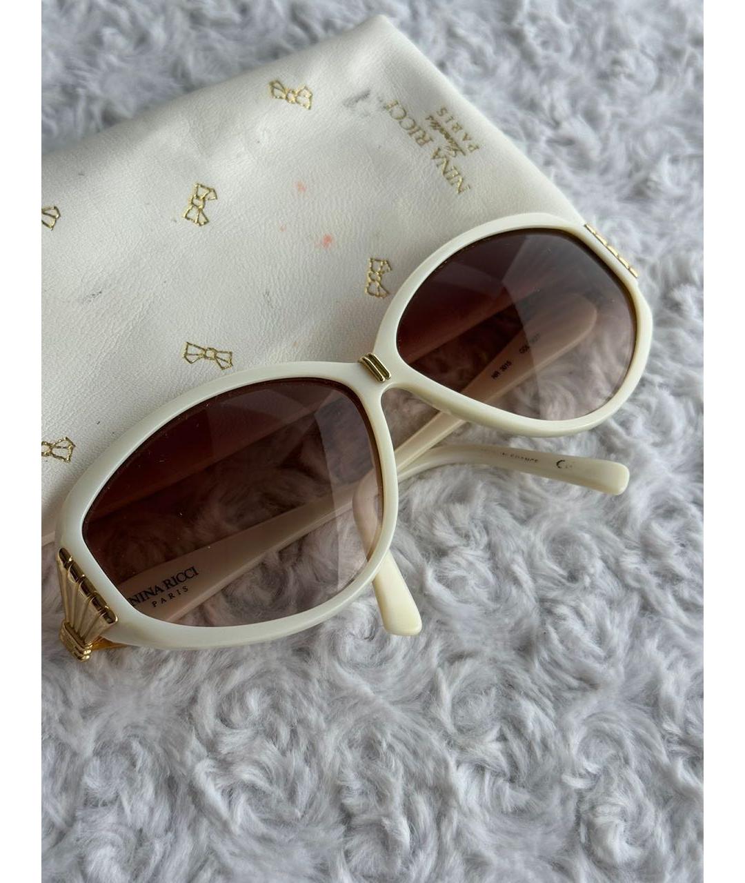 NINA RICCI Белые пластиковые солнцезащитные очки, фото 8