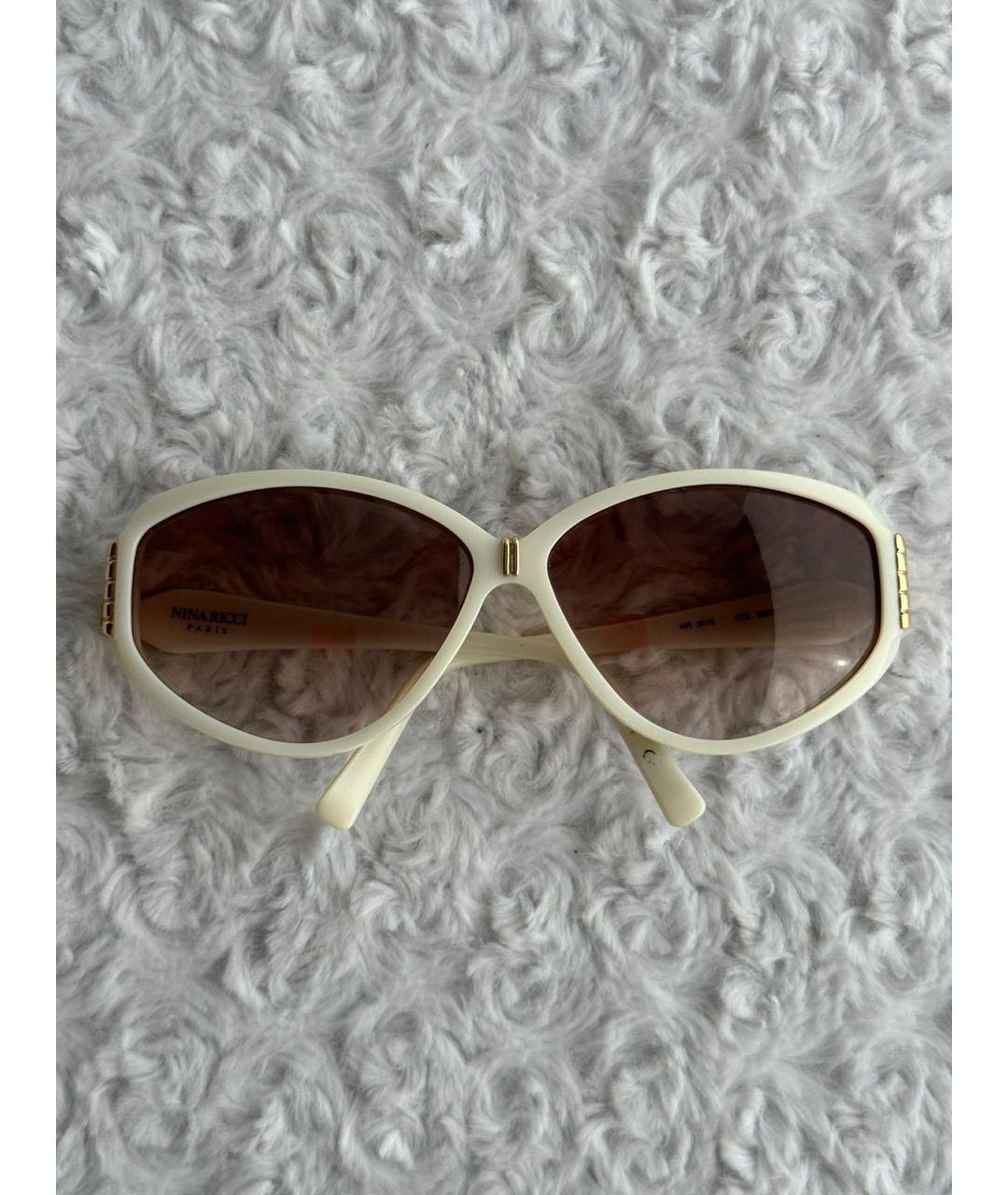 NINA RICCI Белые пластиковые солнцезащитные очки, фото 9