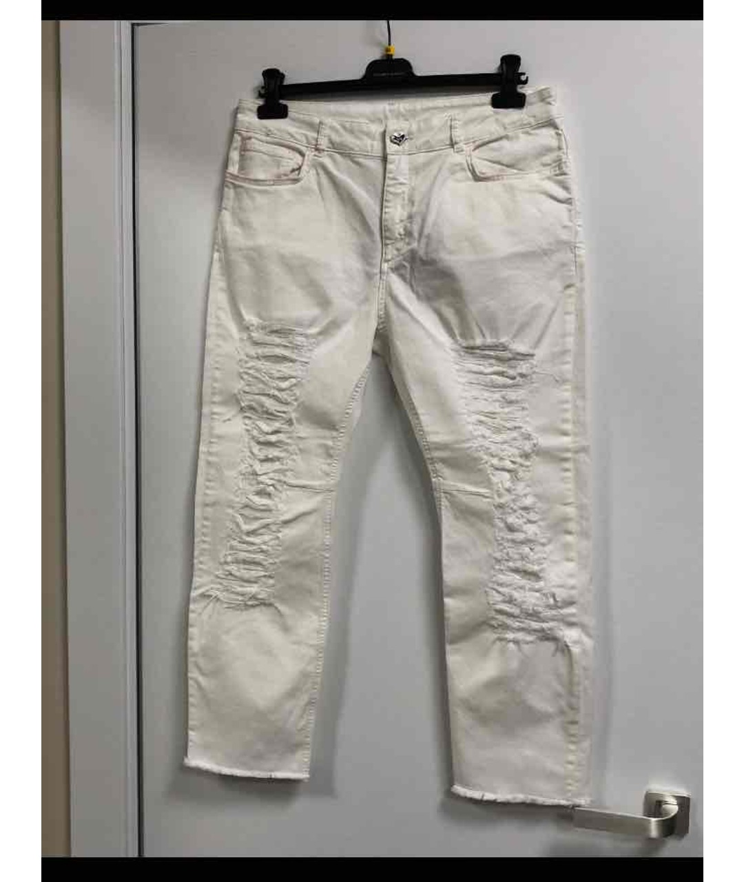TWIN-SET Белые хлопковые прямые джинсы, фото 4
