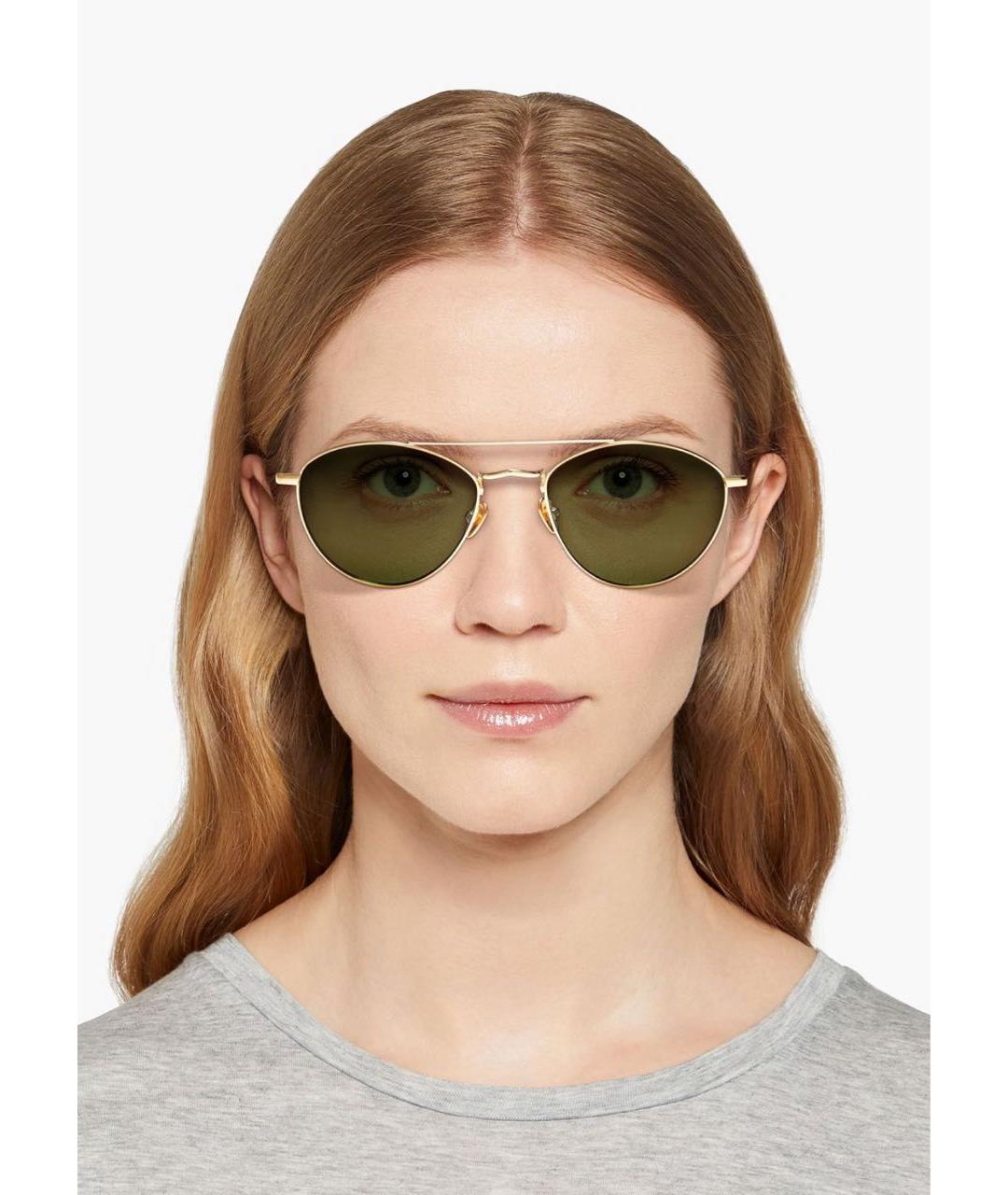 LINDA FARROW Золотые металлические солнцезащитные очки, фото 8