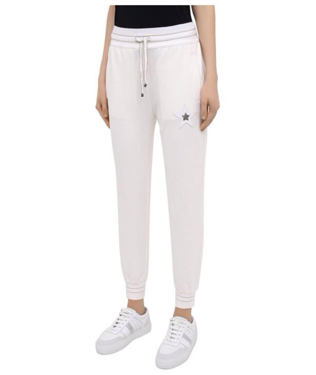 LORENA ANTONIAZZI Белые хлопко-эластановые спортивные брюки и шорты, фото 3